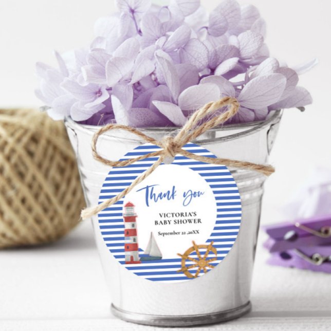 Nautical Blue Danke Baby Dusche Geschenkanhänger (Von Creator hochgeladen)