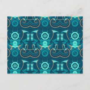 Nautical Blue Design Postkarte