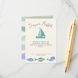 Nautical Blue Diaper Raffle Simple Boy´s Shower Begleitkarte