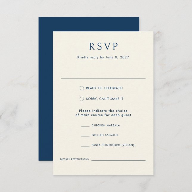 Nautical Blue Fish Stilvolle Hochzeit des modernen RSVP Karte (Vorne/Hinten)