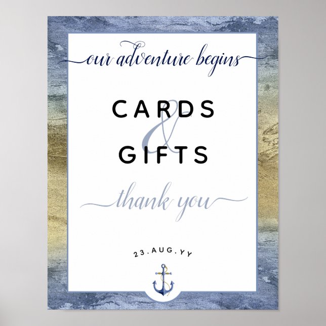 #Nautical Blue & Gold Cards & Gifts #Wedding Poster (Vorne)