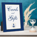 Nautical Blue Gold Hochzeitkarten Geschenke Fotoplatte<br><div class="desc">Nautical Blue Gold Wedding Cards - Tafel Plaque</div>