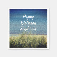 Nautical Blue Happy Birthday Beach Landschaft Nied