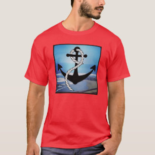 Nautical Blue Seashore Men's Red T - Shirt