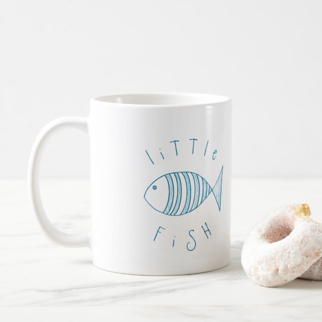 Nautical Blue Stripe Little Fish  Kaffeetasse (Mit Donut)