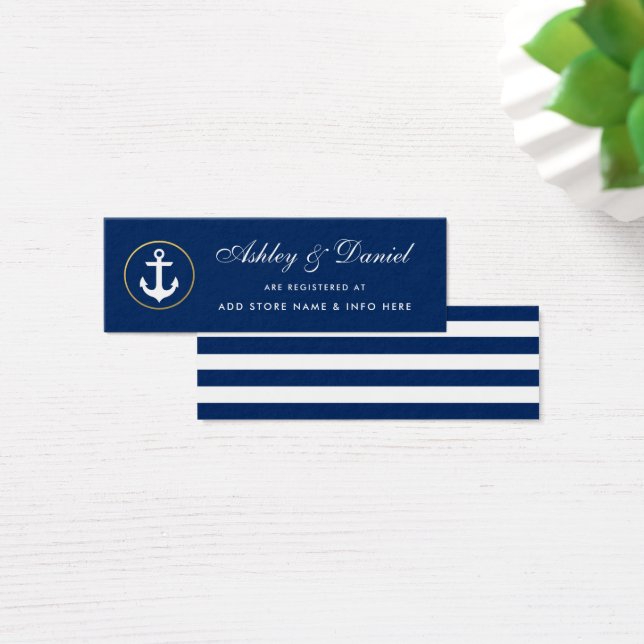 Nautical Blue Striped Wedding Registry Insert Card (Schreibtisch)