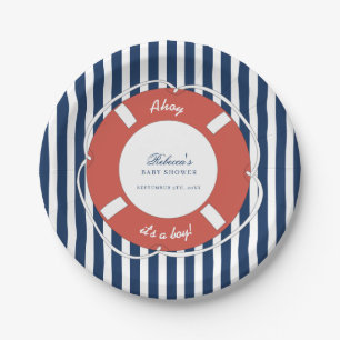 Nautical Blue Striping Baby Shower Boy Pappteller