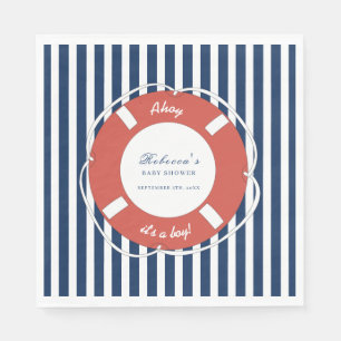 Nautical Blue Striping Baby Shower Boy Serviette