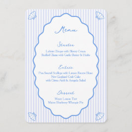 Nautical Blue Striping Coastal Chic Whimsical Blue Menükarte
