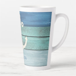 Nautical Blue Turquoise Wood Anchor Milchtasse