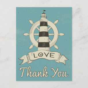 Nautical Blue Vielen Dank Lighthouse & Ship Anchor Postkarte