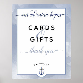#Nautical Blue #Watercolor Cards & Gifts Wedding Poster
