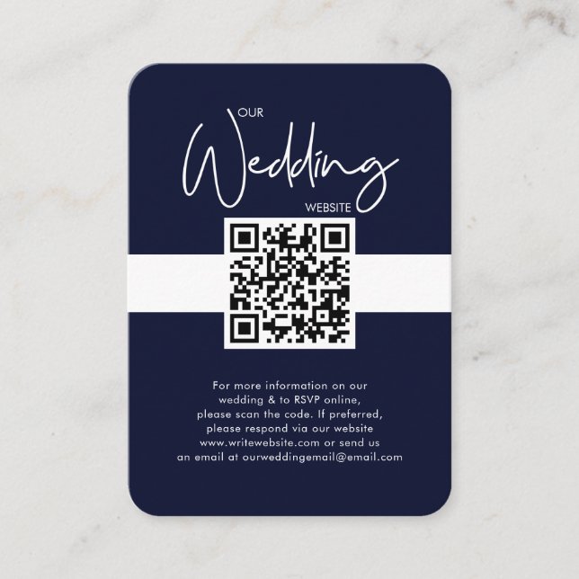 Nautical Blue Wedding Website QR Code Foto UAWG Begleitkarte (Vorderseite)