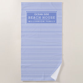Nautical Blue & White Striping Beach House Strandtuch
