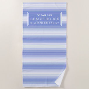 Nautical Blue & White Striping Beach House  Strandtuch