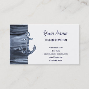 Nautical Bluish Gray Watercolor Glitzer Anchor Visitenkarte
