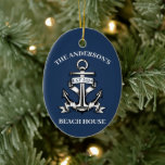 Nautical Boat Beach House Anchor Familienname Est Keramik Ornament<br><div class="desc">Feiern Sie Ihren Strandurlaub mit unserem Nautical Boat Beach House Anchor Familienname Est Keramik Ornament. Dieses wunderschön gestaltete Ornament besticht durch ein charmantes Ankerdesign, das sich perfekt für die Dekoration von Strandhäusern und nautische Themen eignet. Personalisieren Sie es mit Ihrem Familiennamen und festem Datum, um einen einzigartigen Sake zu schaffen,...</div>