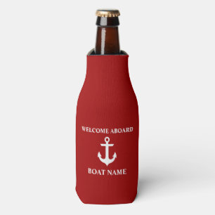 Nautical Boat Name Anchor Red Willkommen Flaschenkühler