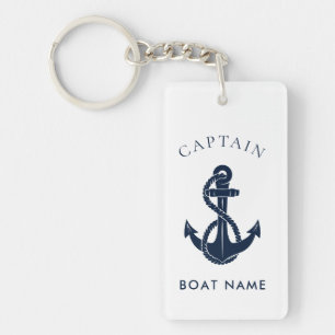 Nautical Boat Name Navy Blue Anchor Custom Schlüsselanhänger