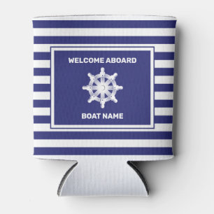 Nautical Boat Name Navy Blue Striping Cooler Dosenkühler