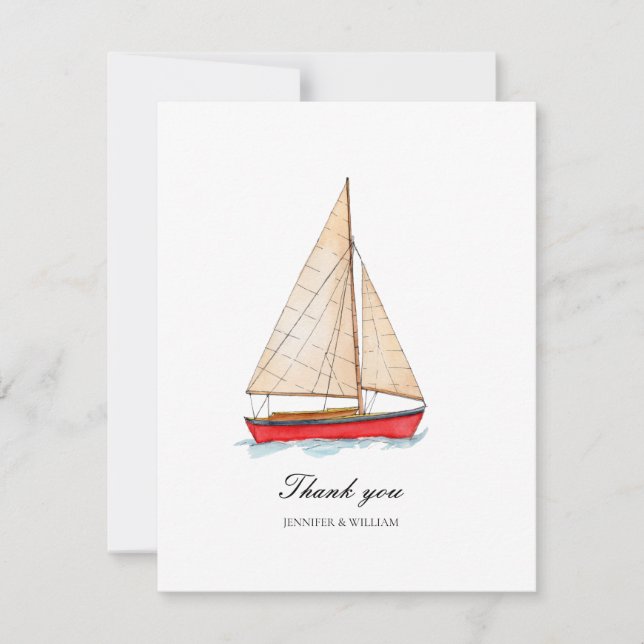 Nautical Boat Wedding Dankeschön Card Dankeskarte (Vorderseite)