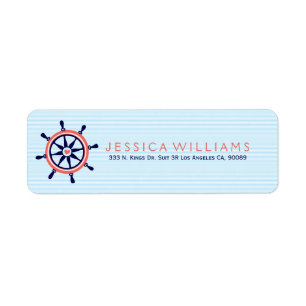 Nautical Boat Wheel & Baby Blue Stripes