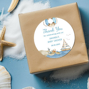 Nautical Boy Baby Dusche Vielen Dank Runder Aufkleber