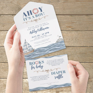 Nautical Boy Babyparty All In One Einladung