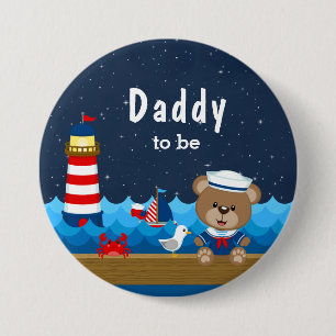 Nautical Boy Bären rot und Navy Daddy zu sein Button