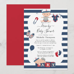 Nautical Boy Drive-By-Baby-Party Einladung