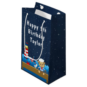 Nautical Boy Monkey Red and Navy Happy Birthday Kleine Geschenktüte