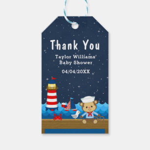 Nautical Boy Monkey Red Baby Dusche Vielen Dank Geschenkanhänger