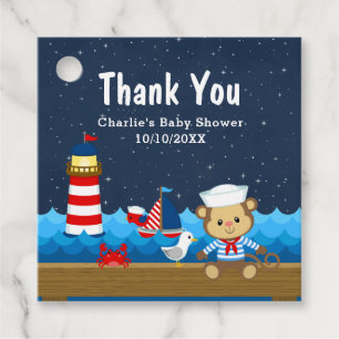Nautical Boy Monkey Red Baby Dusche Vielen Dank Geschenkanhänger