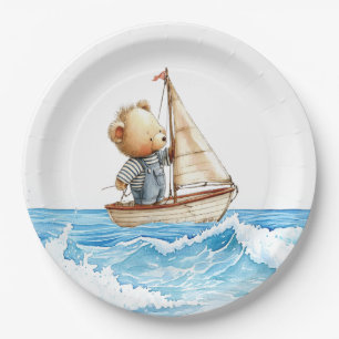 Nautical Boy Sailor Teddy Bears Baby Dusche Pappteller