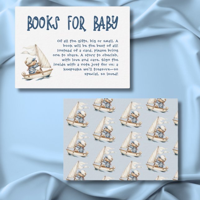 Nautical Boy Sailor Teddy Bears Books Babydusche Begleitkarte (Nautical Boy Sailor Teddy Bears Books Baby Shower Enclosure Card)