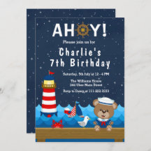 Nautical Boys Bear Red and Navy Birthday Party