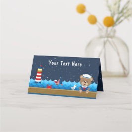Nautical Boys Bear Red and Navy Birthday Party Platzkarte