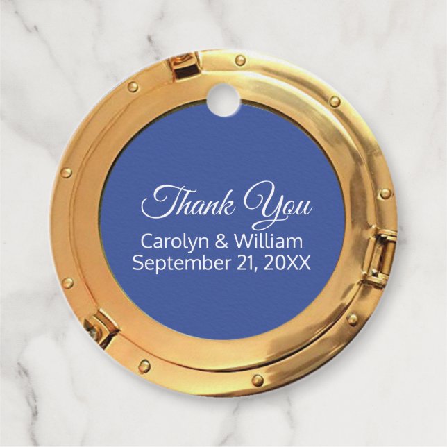 Nautical Brass Port Hole Hochzeit Geschenkanhänger (Vorderseite)