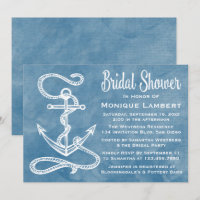 Nautical Brautparty Ship Anchor Blue Watercolor