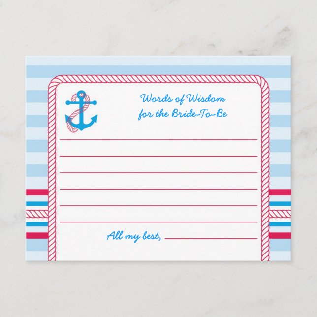 Nautical Bridal Advance Card Hinweiskarte (Vorderseite)