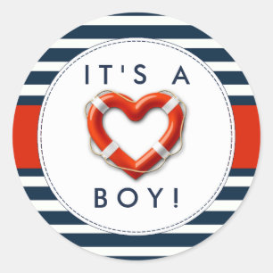 Nautical Buoy Baby Shower Stickers - Es ist ein Ju