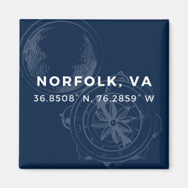 Nautical Button Magnet - Koordinaten von Norfolk V