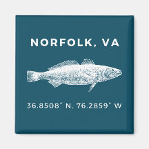 Nautical Button Magnet - Koordinaten von Norfolk V