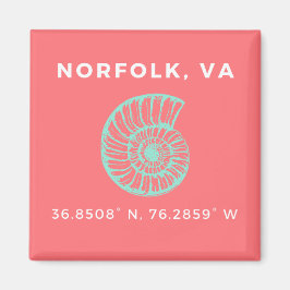 Nautical Button Magnet - Koordinaten von Norfolk V