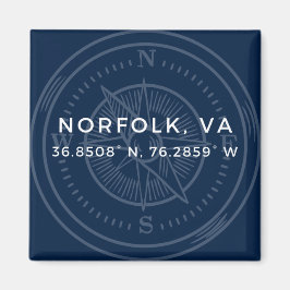 Nautical Button Magnet - Koordinaten von Norfolk V