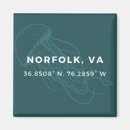 Nautical Button Magnet - Koordinaten von Norfolk V