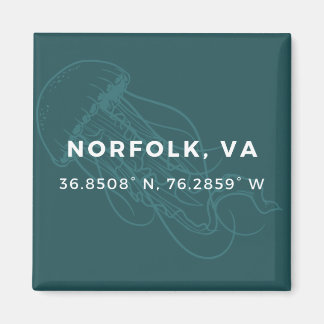 Nautical Button Magnet - Koordinaten von Norfolk V