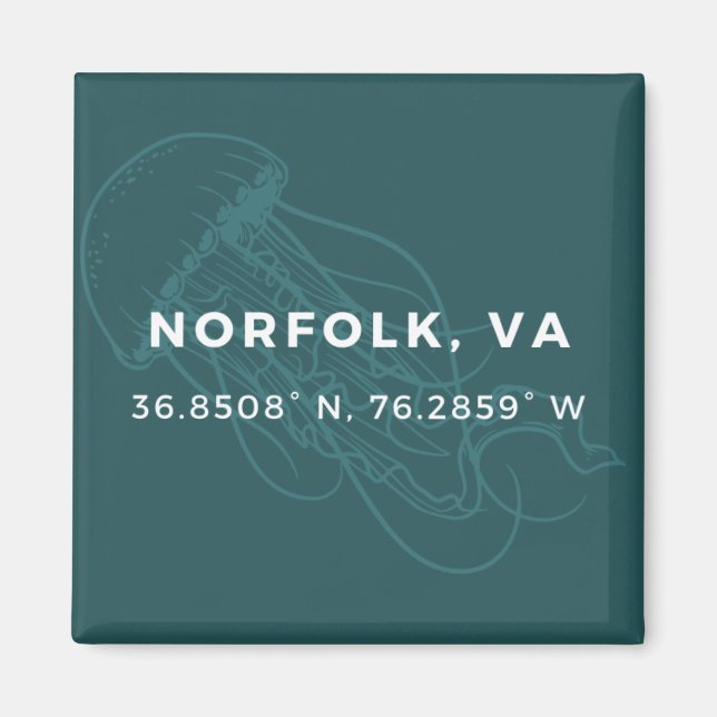 Nautical Button Magnet - Koordinaten von Norfolk V (Vorne)