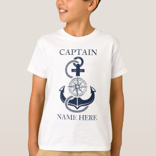 Nautical Captain Boat Name Blue Anchor T-Shirt