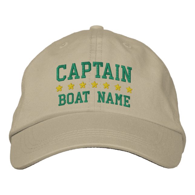 Nautical Captain Ihr Boot Name Khaki Cap Bestickte Kappe (Vorderseite)